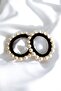 Large Women's Black Rubber Buckle with White Pearls - 3