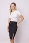 Women's High Waist Gold Metal Button Detailed Front Slit Below Knee Lightweight Lycra Fabric Pencil Skirt-Si - 4