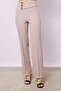 Women's High Waist Front Stitched Belt Buttoned Comfortable Leg Lightweight Lycra Fabric Office Trousers-Stone - 6