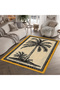 Bliss Bohemian Palm Theme Yellow Border Woven Base Decorative Living Room Carpet 901 - 2