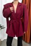 Women's Oversize Blazer Jacket with Belted Shoulder Detail - 6