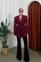 Women's Oversize Blazer Jacket with Belted Shoulder Detail - 4