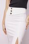 Women's High Waist Gold Metal Button Detailed Front Slit Below Knee Lightweight Lycra Fabric Pencil Skirt-Kr - 5