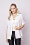 Women S Linen Look Sleeve Foldable Relaxed Fit Long Tunic Shirt-Cream - 5
