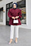 Women's Double Collar Gupurlu Shirt Burgundy - 2