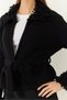 Women's Black Collar and Sleeve Tassel Knitwear Cardigan 20246335 - 4