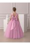 Girl's Akasya Model Pink Color V Neck Simple Stylish Long Evening Dress Graduation Dress - 2