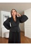Women's Imported Fabric Pleated Stone Embroidered Sleeve Button Detail Special Design Lined Maxi Dress - 3