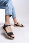 Selene Cara Women's Sandals 0012058 Black Straw - 4