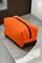 Leather Detailed Orange - Black Unisex Stylish Handbag Makeup Bag Practical Bag - 3