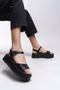 Atheviel Women's Sandals 001271 Black Skin - 4