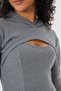 Women's Smoked Color Hooded Bolero Volenes Zero Sleeve Dress Suit - 7