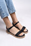 Selene Cara Women's Sandals 0012058 Black Straw