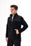 Men's Black Full Zipper Waterproof Softshell Garnished Fleece Jacket - 2