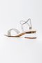 Women's White Stone Short Thick Heeled Evening Dress Shoes - 2