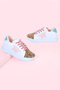 Girls' White Sports Shoes Pink Starry Gold Color Sequin Colorful Lace-Up Sneakers