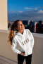 Loveee Printed Women's Cotton Long Sleeve Rose Gold 3 Thread Hooded Sweatshirt