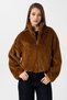 Brown Women's Faux Fur Coat with Elastic Waist - 3