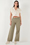 Cotton Standard Fit High Waist Wide Leg Pants Pants 668Yp5193
