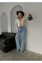Hsn Lya Julia Power Stretch Fabric Women's Light Blue Snow Wash High Waist Loose Leg Denim New - 5
