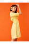 Women's Balloon Sleeve Heart Collar Mini Dress 2yal88004ıw