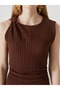 Lcw Vision Brown Crew Neck Textured Women's Dress - 3