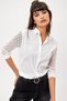 Women's White Long Sleeve Shirt with Tulle Detail on Sleeves5015210 - 2