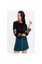 Women's Black Viscose Sleeves Tulle Lace Detail Round Neck Long Sleeve Blouse 40081120100 - 4