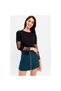 Women's Black Viscose Sleeves Tulle Lace Detail Round Neck Long Sleeve Blouse 40081120100 - 2