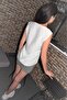 Women's Ecru Square Collar Thick Strap Sleeveless Linen Short Sleeve Summer Casual Shirt Blouse 700-2911275 - 6