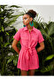 Fuchsia Shirt Collar Women's Shirt - 3Sak60001Ew - 3