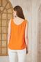 Women's Orange Thick Strap Round Neck Buttoned Sleeveless Linen Casual Shirt Blouse 2910286 - 4