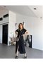 Women's Black Linen Belt Pack Short Sleeve Summer Comfortable Cut Slit Daily Long Dress 3221418 - 7