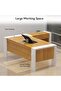 Moderno A01 L-Shaped Workstation Executive Desk with 2 Drawers for Office-Light Walnut - 5