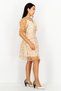 Women V Neck Short Sleeves Printed Organza Mini Dress, Floral - 3