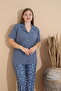 Women's Battal Milan Fabric Short Sleeve Shirt Collar Plus Size Pajamas Set - 2