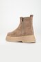 Women's Beige Chunky Sole Suede Laceless Smooth Boots - 5