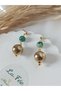 Natural Stone & Glass Pearl & Gold Detail Earring