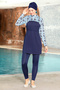 Navy Blue Lycra Full Covered Hijab Swimsuit - 1256-170 - 2