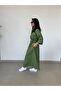Dr 8258 Design Waist Drawstring Green Dress - 4