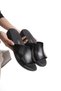 Orthopedic Leather Sole Heel Spur Supported Patterned Daily Black Slippers