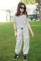 Oversize Striped Short Sleeve T-Shirts & Cargo Pockets, Elastic Leg Bottom Comfortable Set - 3