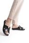 Orthopedic Leather Sole Heel Spur Supported Patterned Daily Black Slippers - 3