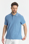 Ricos Men's Slim Fit Blue 100% Cotton Non-Shrink Fabric Lapel Detailed Polo Neck T-Shirt - 5