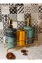 Luxury Marble Patterned Turquoise Color Gold Detail Stand Sponge 2-Piece Detergent Dispenser/Soap Dispenser