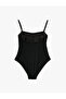 Ribbed Square Neck Thin Strap Basic Swimsuit - 7