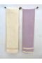Set of 6 Waffle Textured Laced Kitchen Towels - Dowry Cleaning Cloth (4 Lilac + 2 Cream) - 6