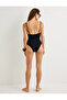 Ribbed Square Neck Thin Strap Basic Swimsuit - 4