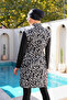 Quick Drying Parachute Fabric Zippered Gilet Model Closed Hijab Swimsuit 3862 - 6