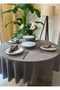 Pearl Velvet Textured Gray Round Tablecloth - 5